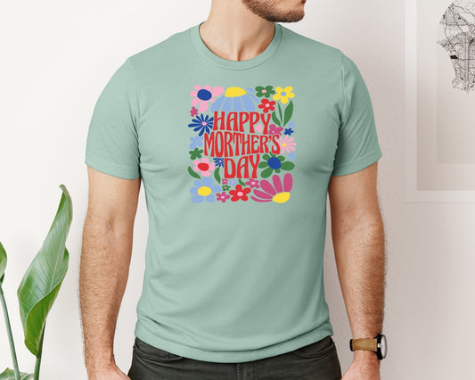 Happy Mothers Day Retro Flowers Graphic T-Shirt