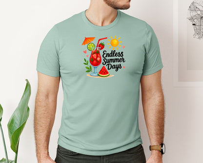 brand:Bella Canvas|color:Dusty Blue|Endless Summer Days T Shirt Design 3 Graphic T-Shirt