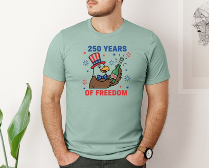 brand:Bella Canvas|color:Dusty Blue|250 Years Of Freedom Eagle Graphic T-Shirt
