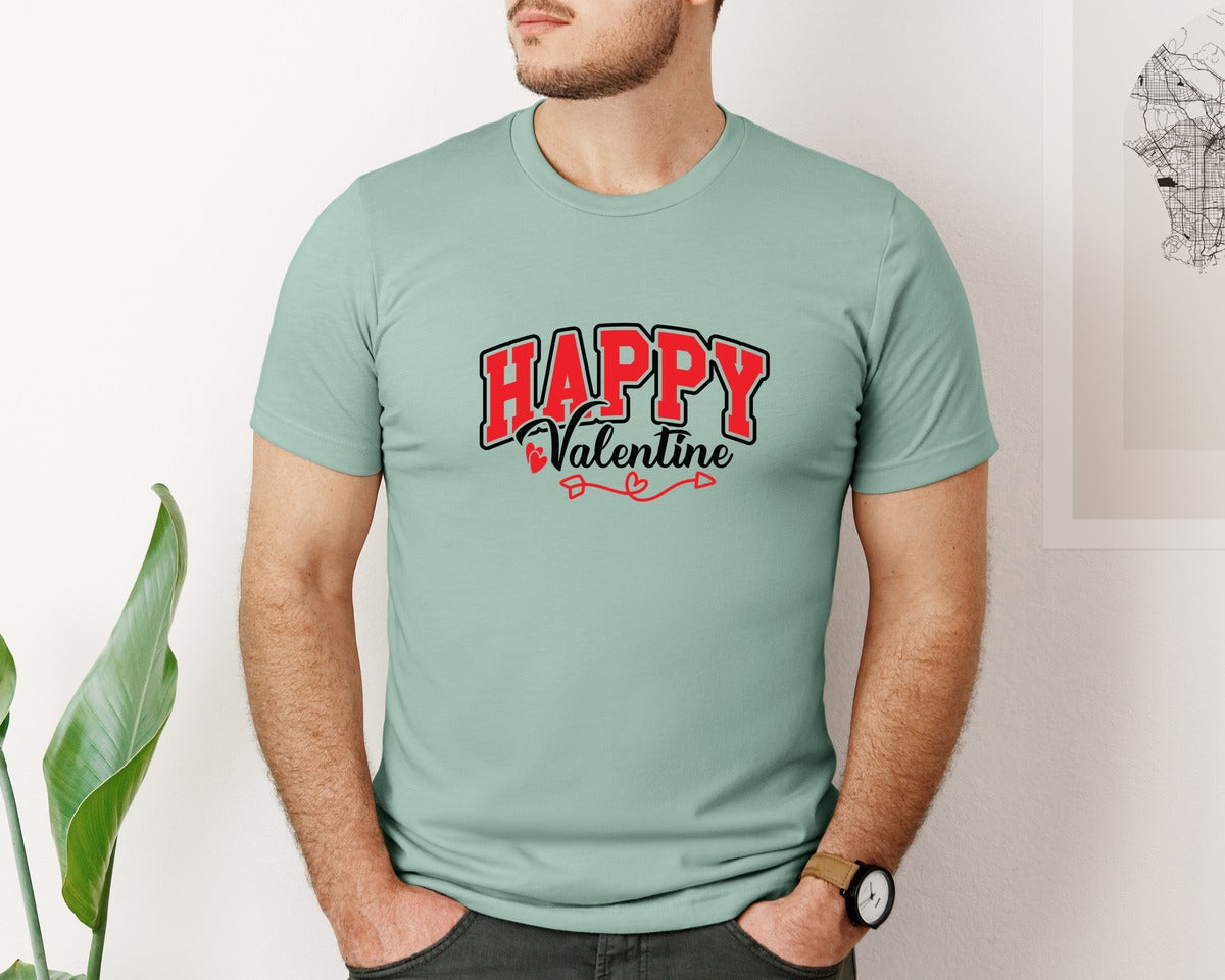 brand:Bella Canvas|color:Dusty Blue|Happy Valentine 13 Graphic T-Shirt