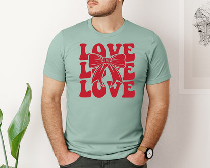 brand:Bella Canvas|color:Dusty Blue|Love Love Coquette Valentines Graphic T-Shirt