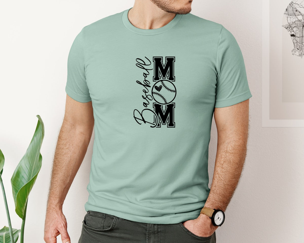 brand:Bella Canvas|color:Dusty Blue|Baseball Mom Baseball Mom 2 Graphic T-Shirt
