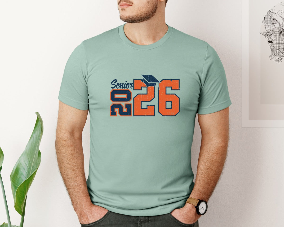 brand:Bella Canvas|color:Dusty Blue|Class Of 2026 Senior Senior 2026 3 Graphic T-Shirt