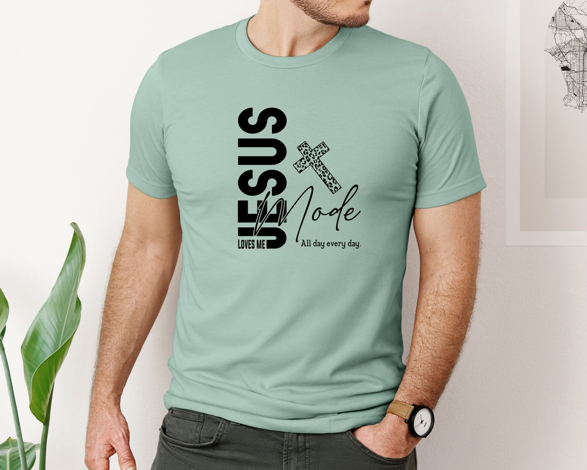 brand:Bella Canvas|color:Dusty Blue|Jesus Loves Me Love Like Jesus Graphic T-Shirt