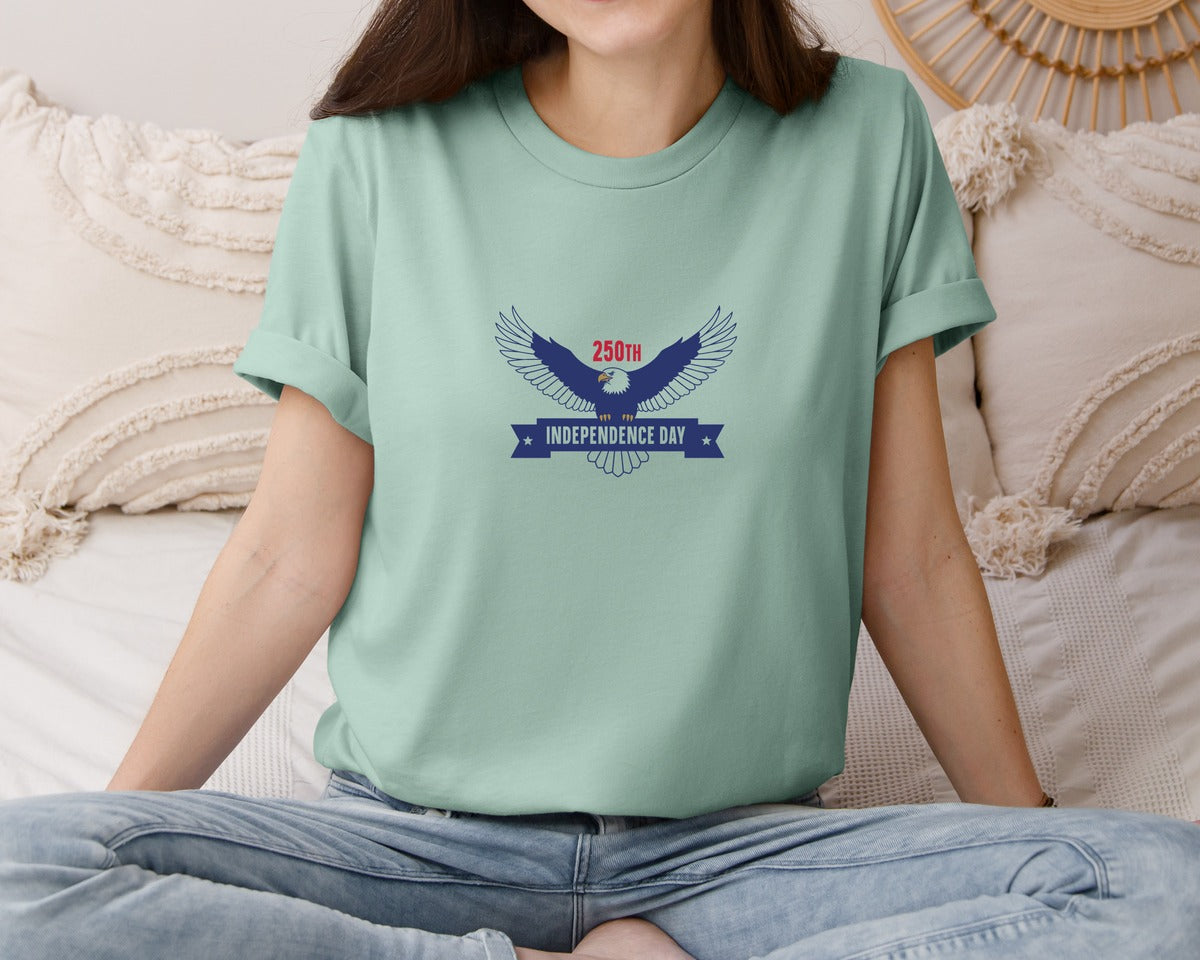brand:Bella Canvas|color:Dusty Blue|250Th Independence Day Eagle Graphic T-Shirt