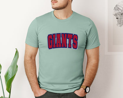 brand:Bella Canvas|color:Dusty Blue|Giants Varsity Curved Graphic T-Shirt
