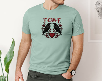 brand:Bella Canvas|color:Dusty Blue|F Caw F Gothic Crow Valentine Graphic T-Shirt