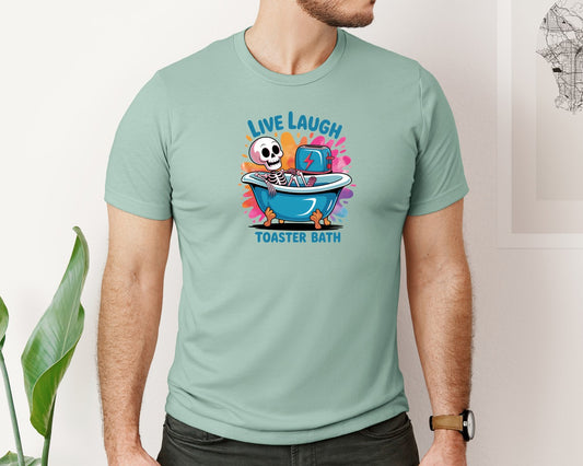 Live Laugh Skeleton Funny Dark Art Graphic T-Shirt