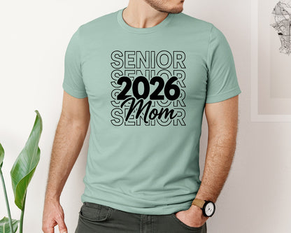 brand:Bella Canvas|color:Dusty Blue|Senior Mom 2026 Mothers Day Graphic T-Shirt