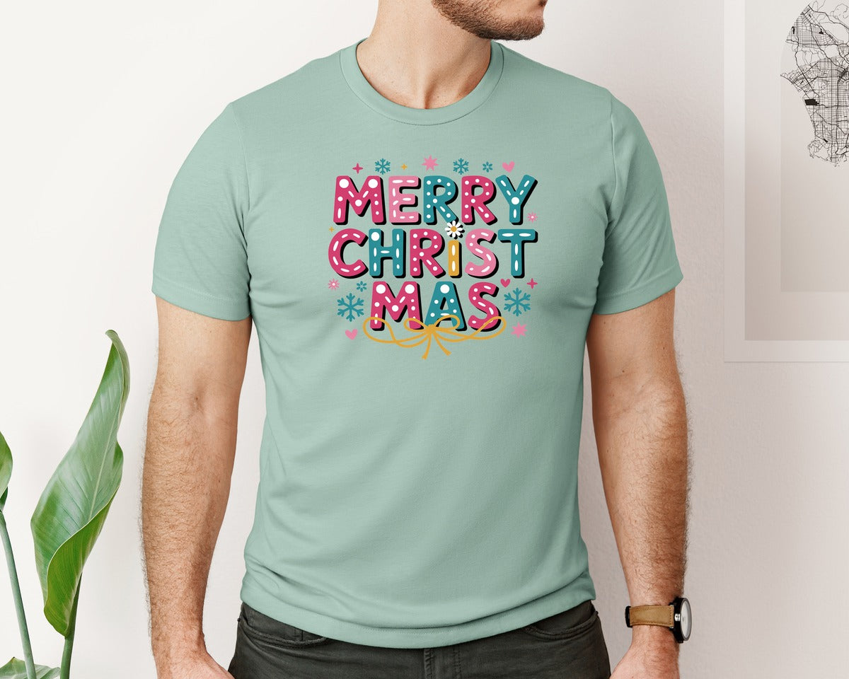 brand:Bella Canvas|color:Dusty Blue|Christmas Coquette 22 Graphic T-Shirt