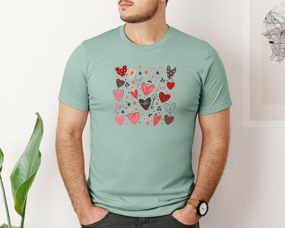 brand:Bella Canvas|color:Dusty Blue|Design Valentines Day Graphic T-Shirt