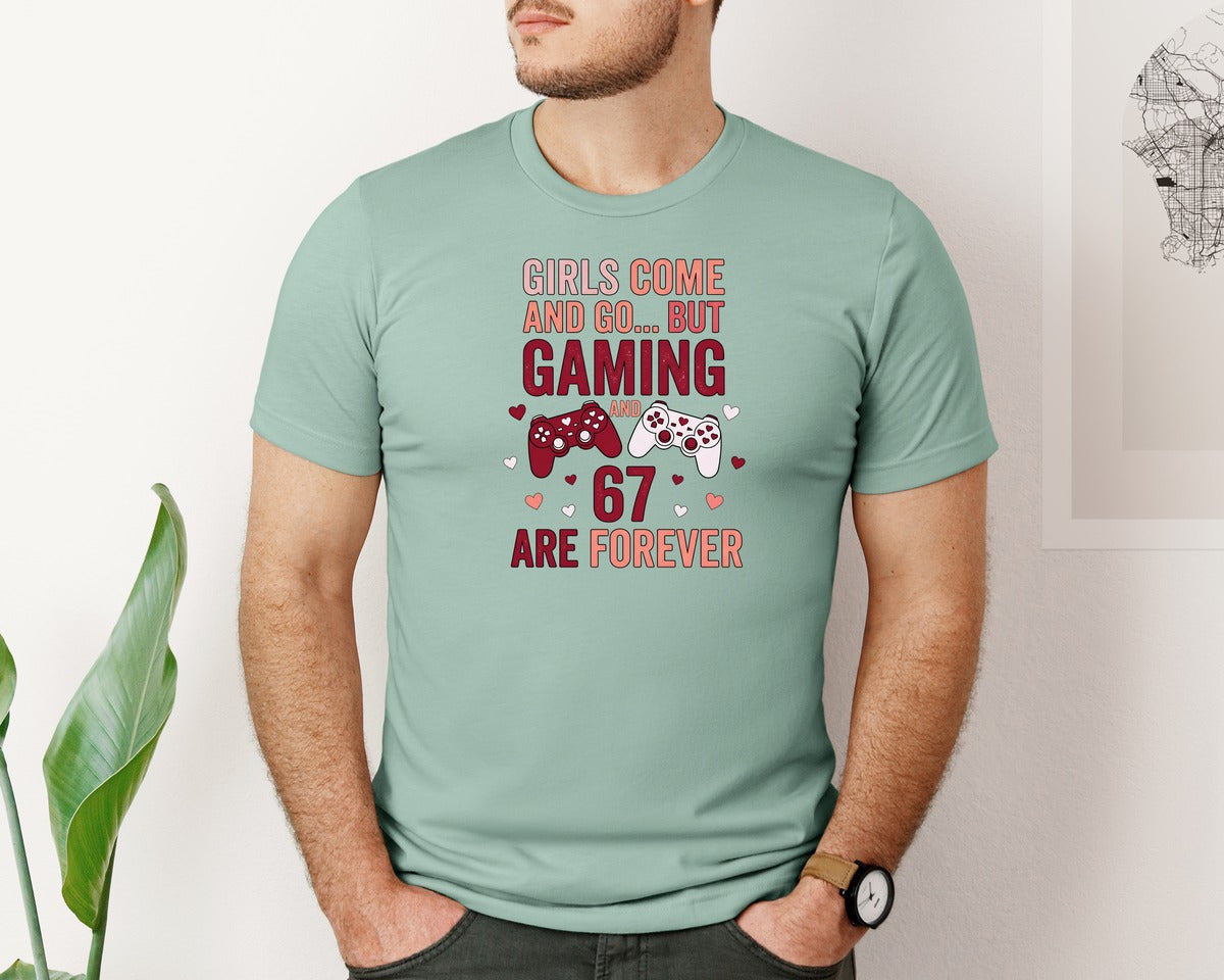 brand:Bella Canvas|color:Dusty Blue|Funny Valentine Gaming Graphic T-Shirt