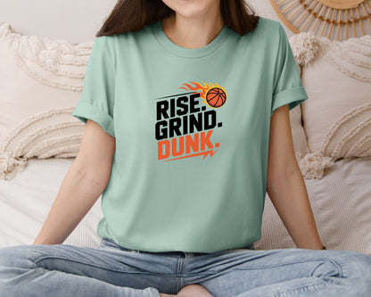 brand:Bella Canvas|color:Dusty Blue|Rise Grind Dunk Basketball Graphic T-Shirt