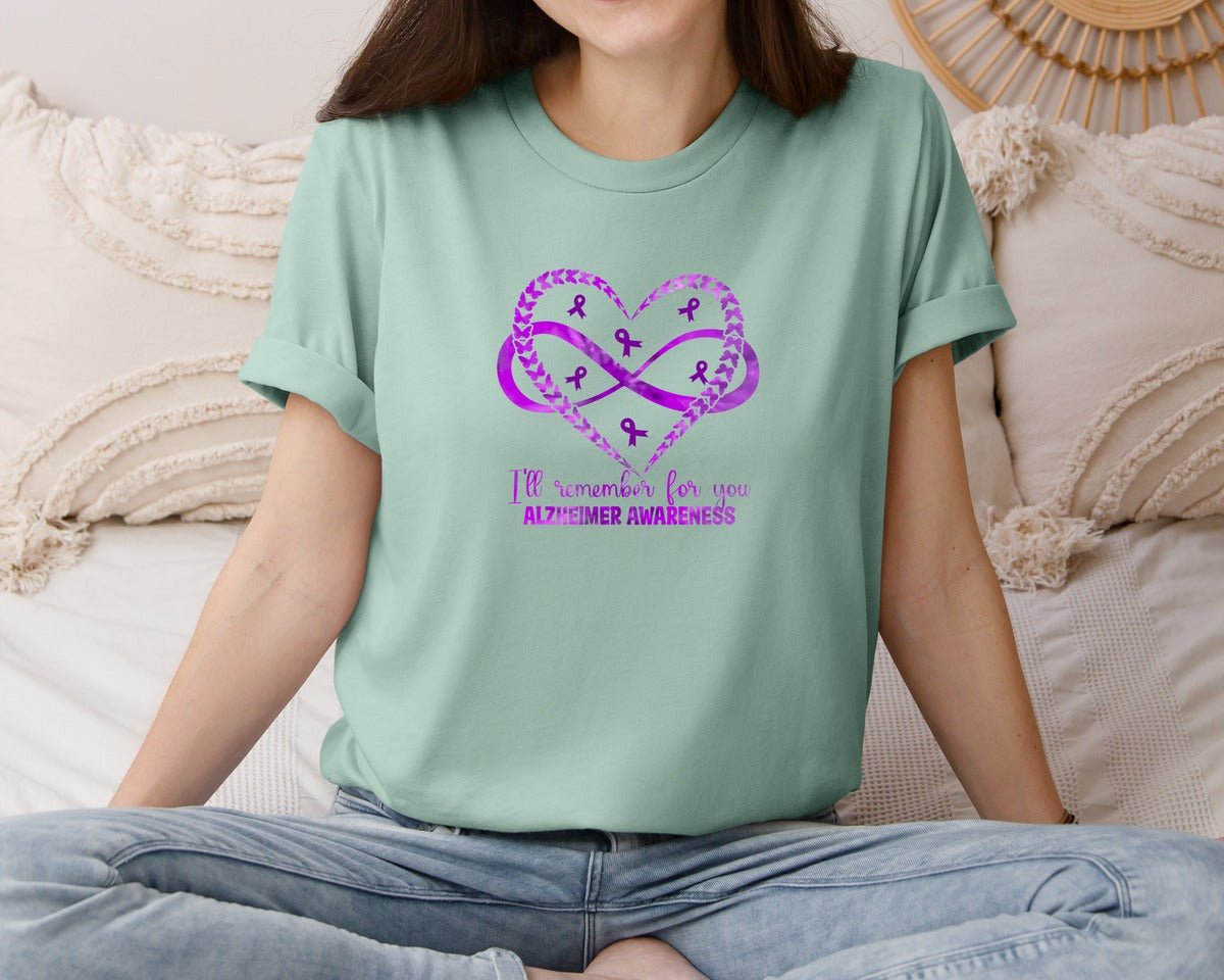brand:Bella Canvas|color:Dusty Blue|Alzheimers Awareness Quote Graphic T-Shirt