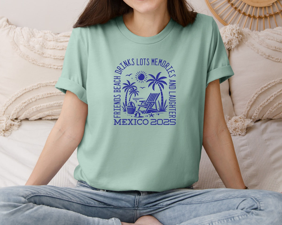 brand:Bella Canvas|color:Dusty Blue|Mexico 2025 Family Vacation 2 Graphic T-Shirt