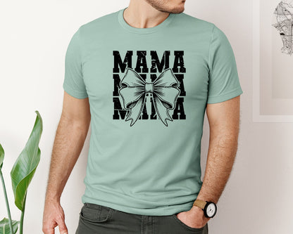 brand:Bella Canvas|color:Dusty Blue|Mama Mom Mama Coquette Graphic T-Shirt