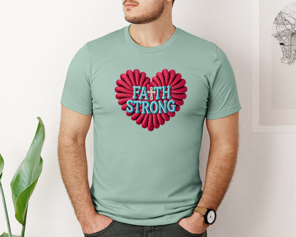brand:Bella Canvas|color:Dusty Blue|Crochet Christian Valentine Graphic T-Shirt