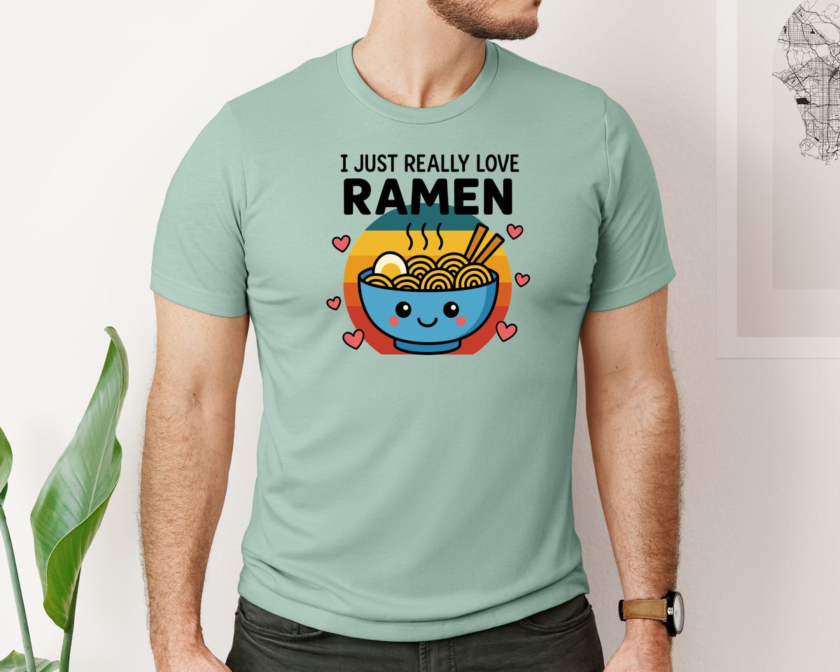 brand:Bella Canvas|color:Dusty Blue|Ramen Lover Graphic T-Shirt