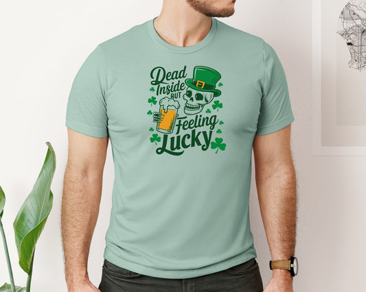 Dead Inside But Lucky Irish Day Graphic T-Shirt