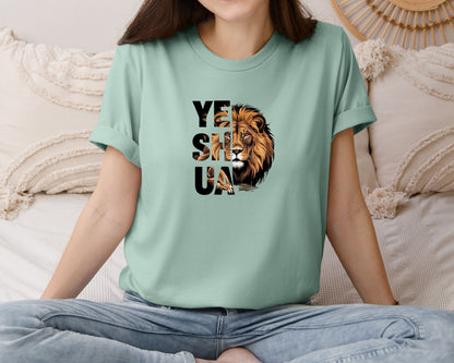 brand:Bella Canvas|color:Dusty Blue|Lion Of Judah Yeshua Design 2 Graphic T-Shirt