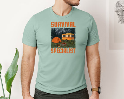 brand:Bella Canvas|color:Dusty Blue|Survival Specialist Outdoor T Shirt Graphic T-Shirt