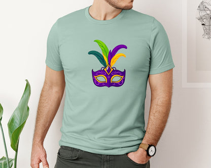 brand:Bella Canvas|color:Dusty Blue|Mardi Gras Mask T Shirt Design 4 Graphic T-Shirt