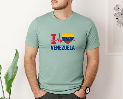 brand:Bella Canvas|color:Dusty Blue|I Love Venezuela Graphic T-Shirt