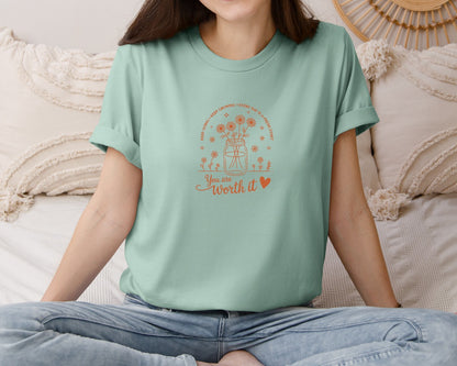 brand:Bella Canvas|color:Dusty Blue|Positive Aesthetic Keep Going 2 Graphic T-Shirt