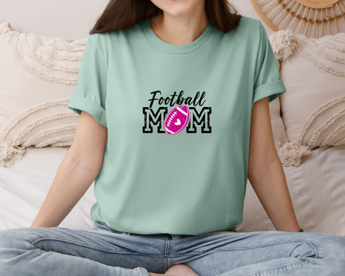 brand:Bella Canvas|color:Dusty Blue|Football Mom Mom Game Day Graphic T-Shirt