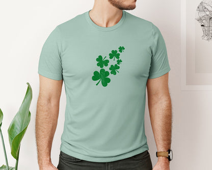 brand:Bella Canvas|color:Dusty Blue|St Patricks Day Shamrock Heart 12 Graphic T-Shirt