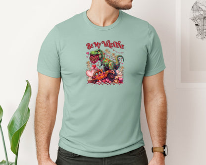 brand:Bella Canvas|color:Dusty Blue|Be My Valentine Funny T Shirt Design Graphic T-Shirt