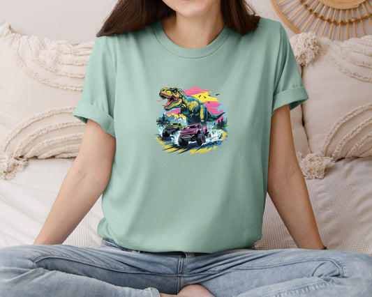 Dino Monster Trucks Adventure Art Graphic T-Shirt