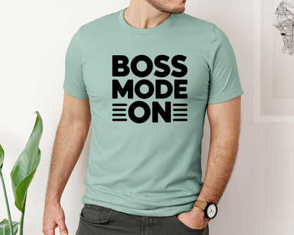 brand:Bella Canvas|color:Dusty Blue|Boss Mode On Typography T Shirt Design F Graphic T-Shirt