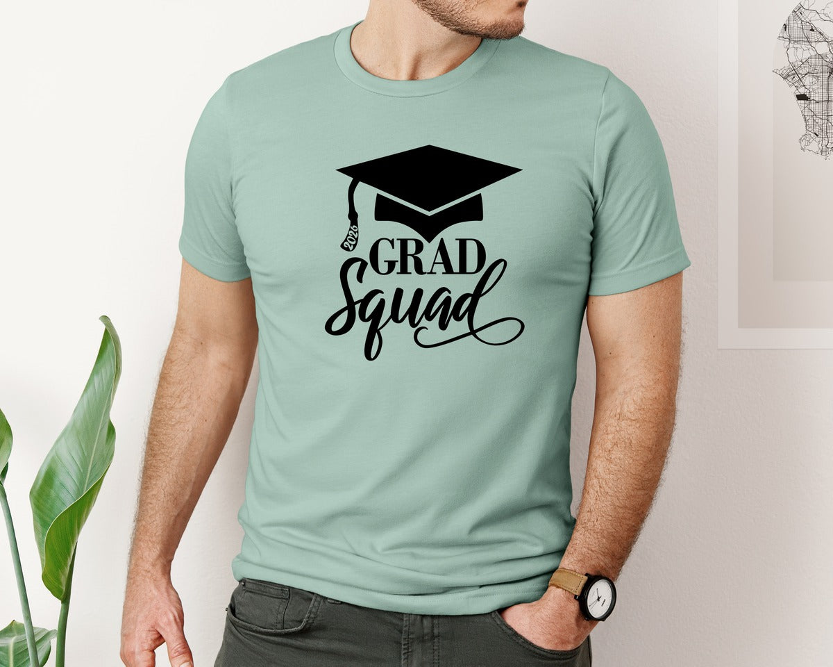 brand:Bella Canvas|color:Dusty Blue|2026 Graduation Squad Graduate Cap Grad 2 Graphic T-Shirt