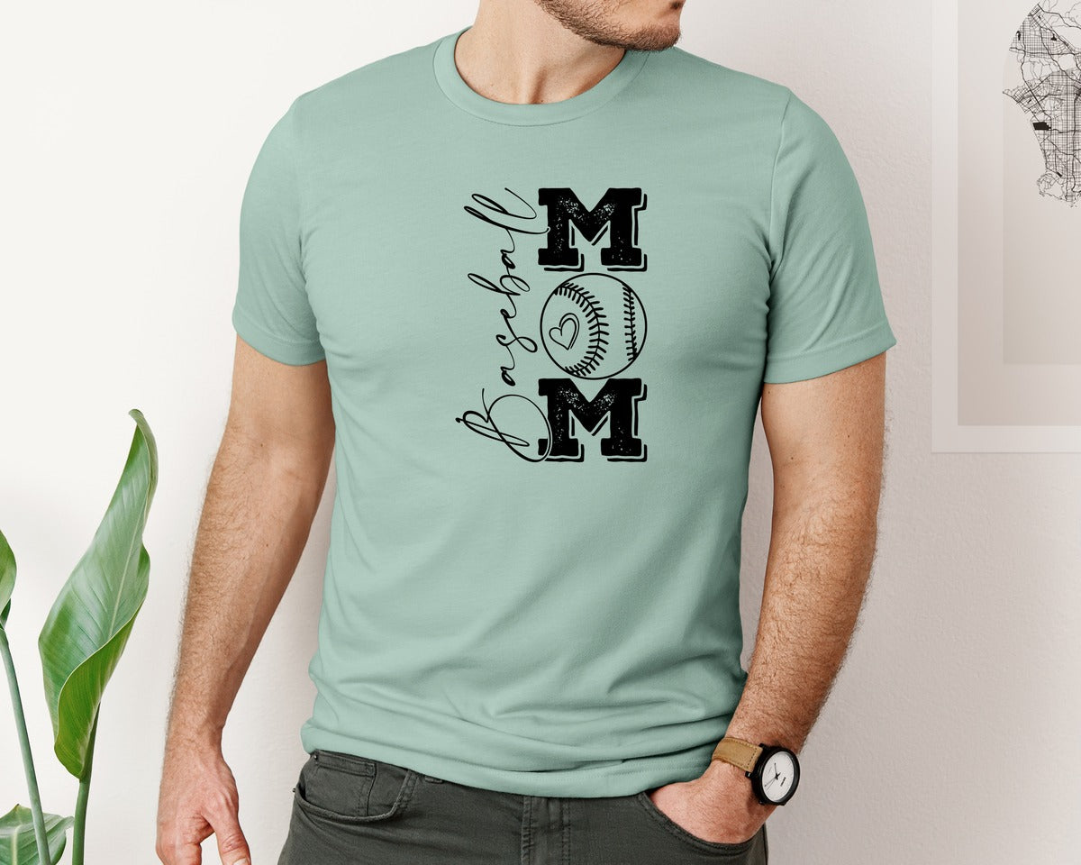 brand:Bella Canvas|color:Dusty Blue|Baseball Mama 16 Graphic T-Shirt