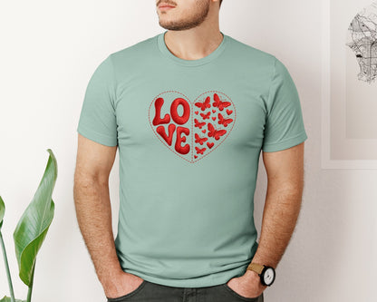 brand:Bella Canvas|color:Dusty Blue|Love Valentines Day 25 Graphic T-Shirt