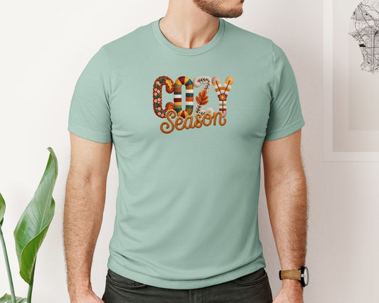 Preppy Cozy Season Faux Yarn Thankful Graphic T-Shirt