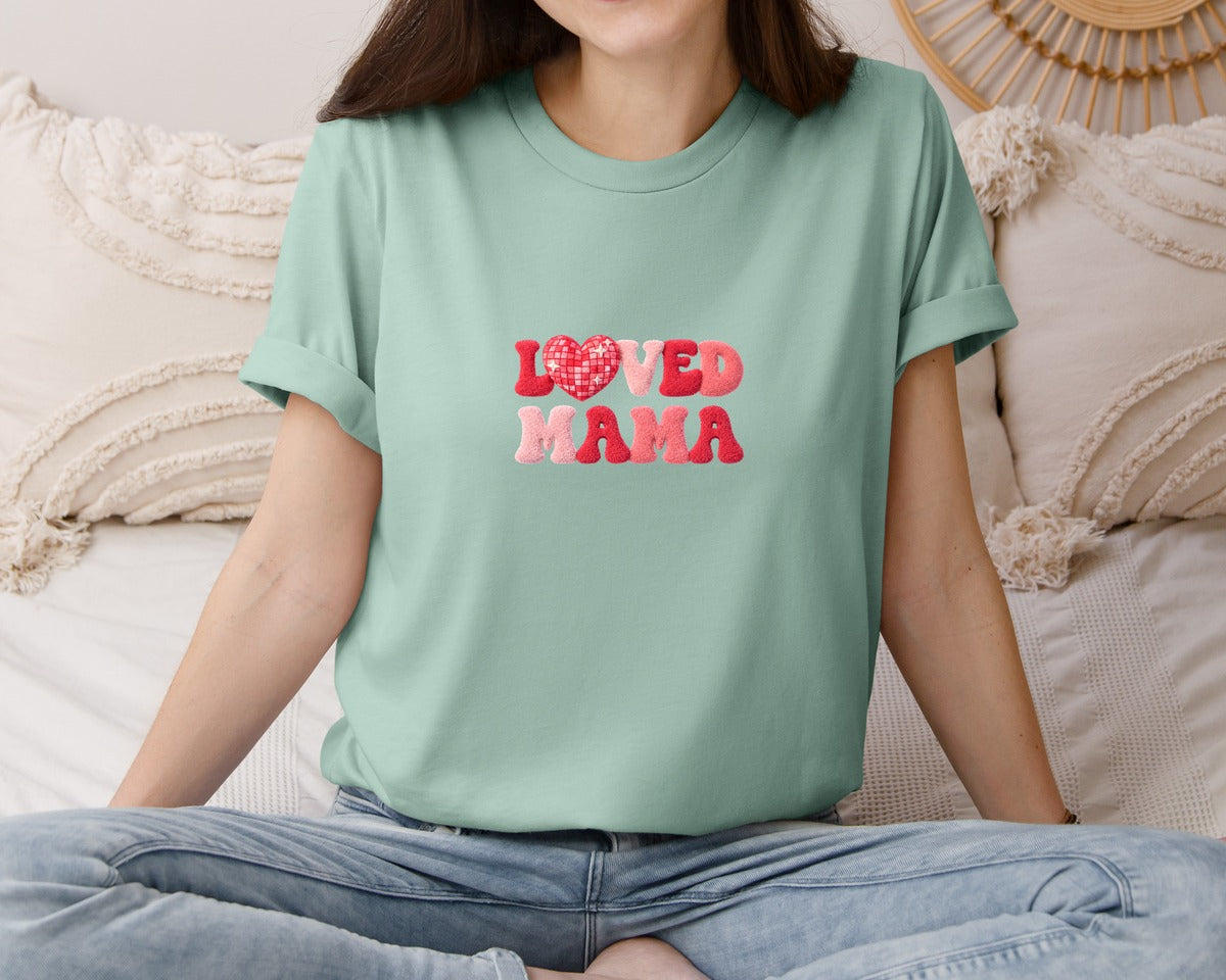 brand:Bella Canvas|color:Dusty Blue|Loved Mama Loved Mini Valentines Day 2 Graphic T-Shirt
