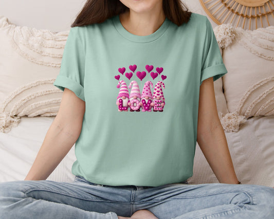 Faux Yarn Gnome Valentines Day Love Graphic T-Shirt