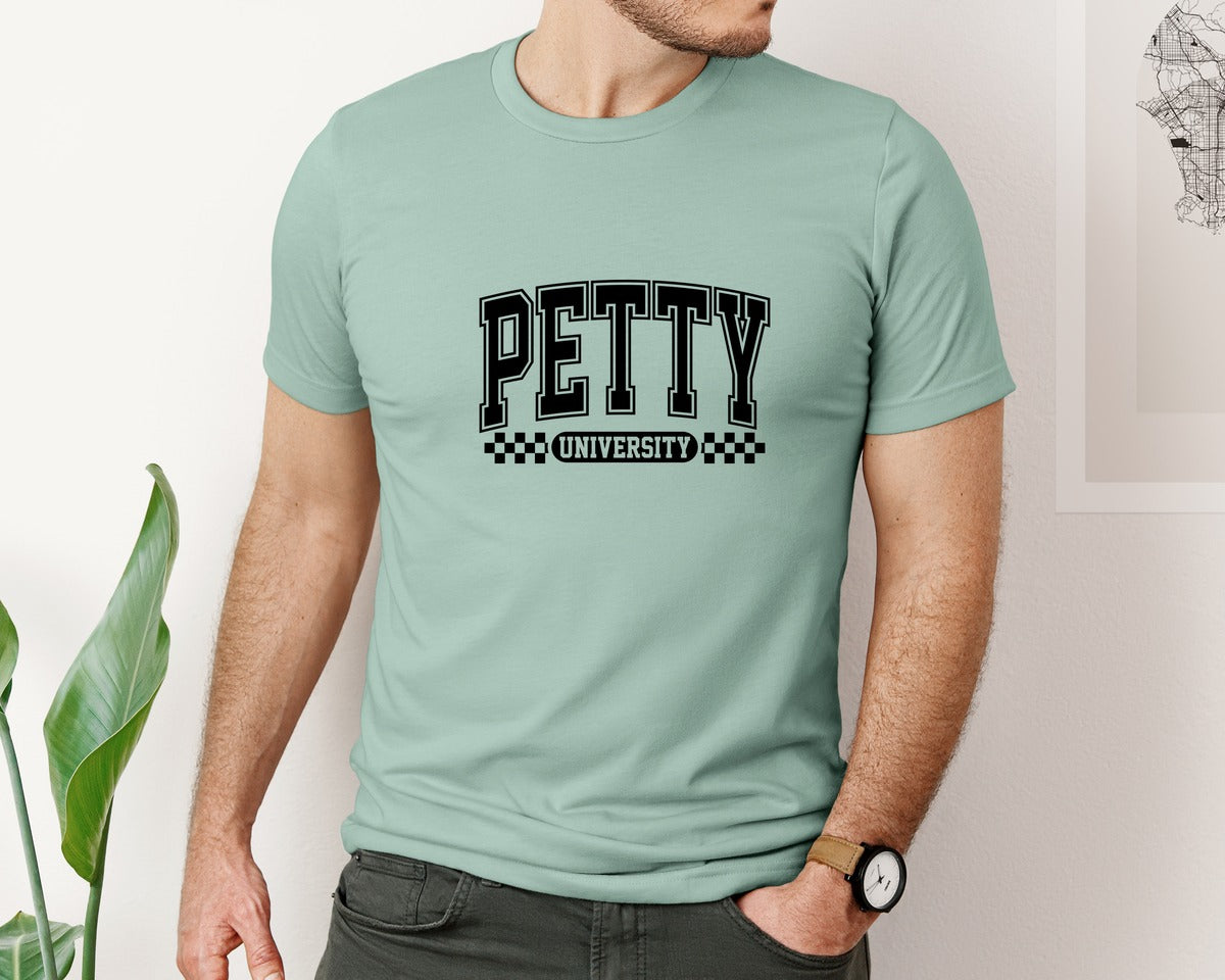 brand:Bella Canvas|color:Dusty Blue|Petty University Unbothered 2 Graphic T-Shirt