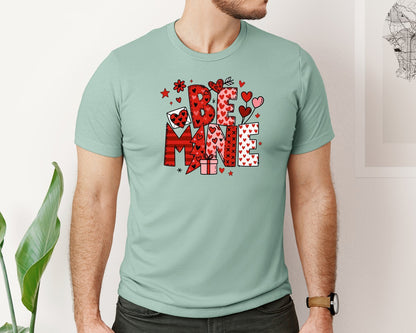 brand:Bella Canvas|color:Dusty Blue|Valentines Day Be Mine 3 Graphic T-Shirt