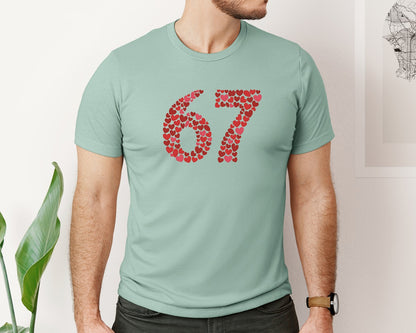 brand:Bella Canvas|color:Dusty Blue|67 Valentine Numbers Graphic T-Shirt