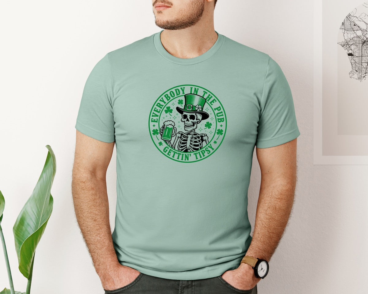brand:Bella Canvas|color:Dusty Blue|Everybody In The Pub Gettin Tipsy 38 Graphic T-Shirt
