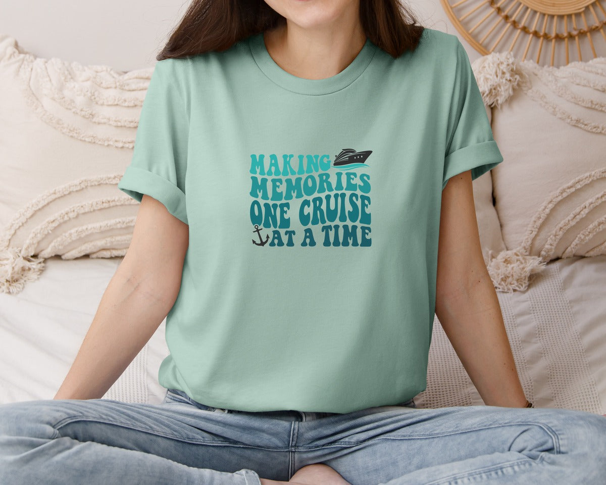 brand:Bella Canvas|color:Dusty Blue|Cruise Funny Family Vacation Trip Graphic T-Shirt