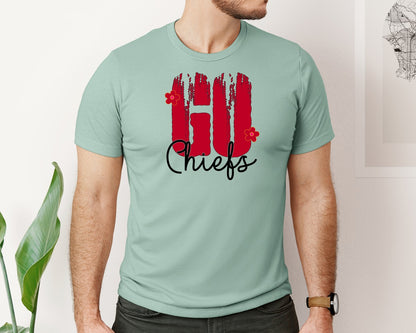 brand:Bella Canvas|color:Dusty Blue|Go Chiefs Team Typography Design Graphic T-Shirt