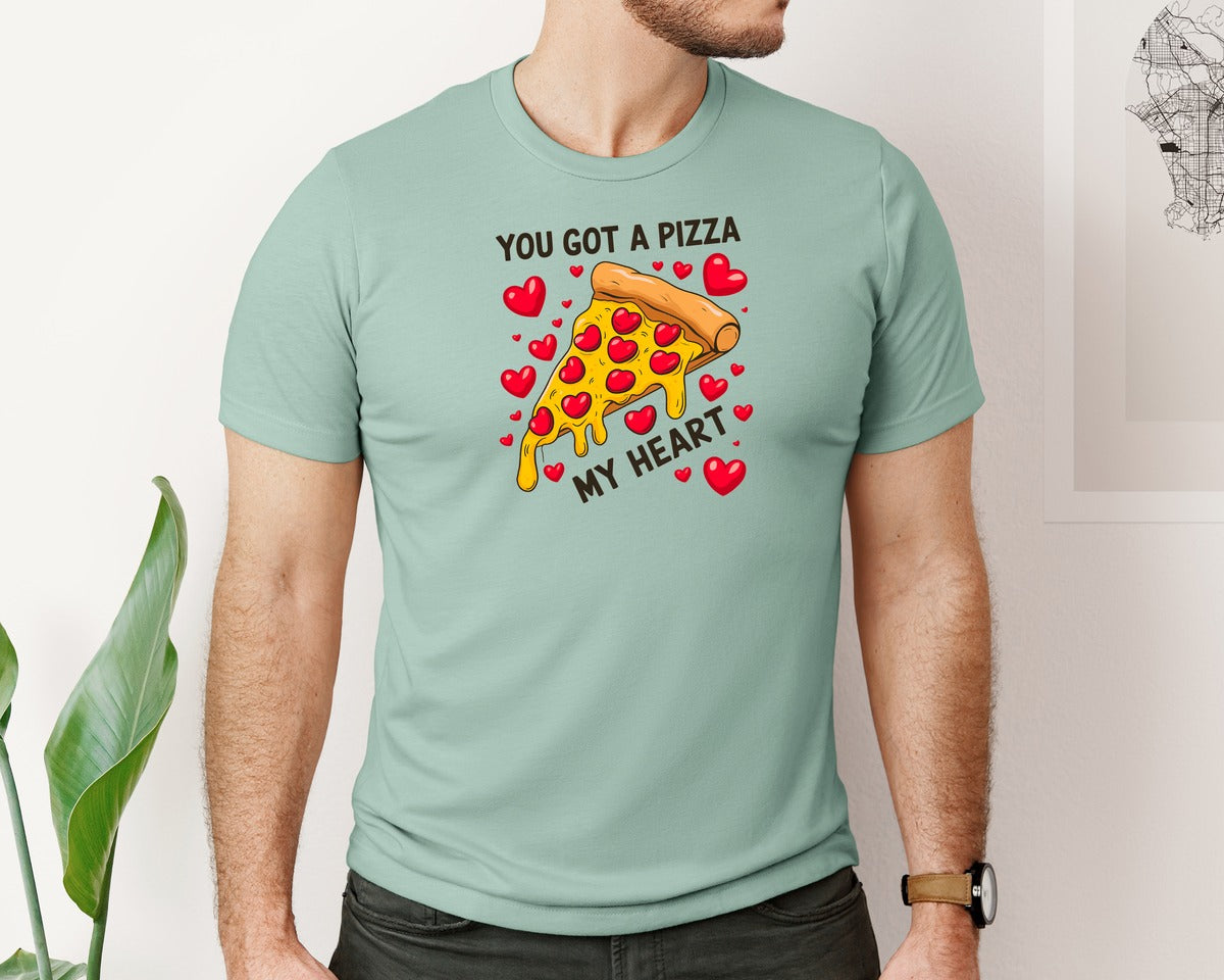 brand:Bella Canvas|color:Dusty Blue|You Got A Pizza My Heart Valentine Graphic T-Shirt