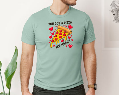 brand:Bella Canvas|color:Dusty Blue|You Got A Pizza My Heart Valentine Graphic T-Shirt