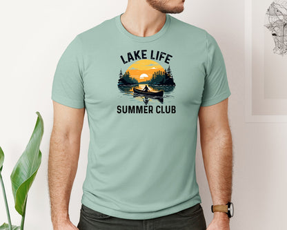 brand:Bella Canvas|color:Dusty Blue|Lake Life Summer Club Vacation Cam 3 Graphic T-Shirt