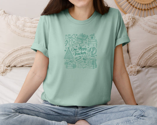 Preppy Christmas Teacher Graphic T-Shirt