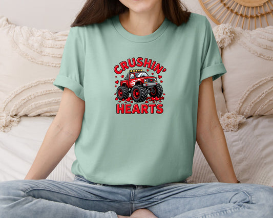 Funny Monster Truck Valentine Love Graphic T-Shirt